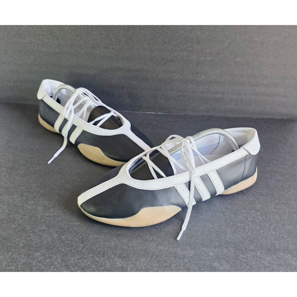 ADIDAS Taekwondo Mei Ballet Shoes Sz 12 Black White Gum Lace Up Flat Women's